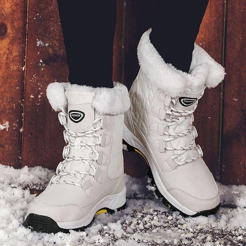 Women Anti-slip Fur Warm Waterproof Snow Boots Mid Calf-xinru shop
