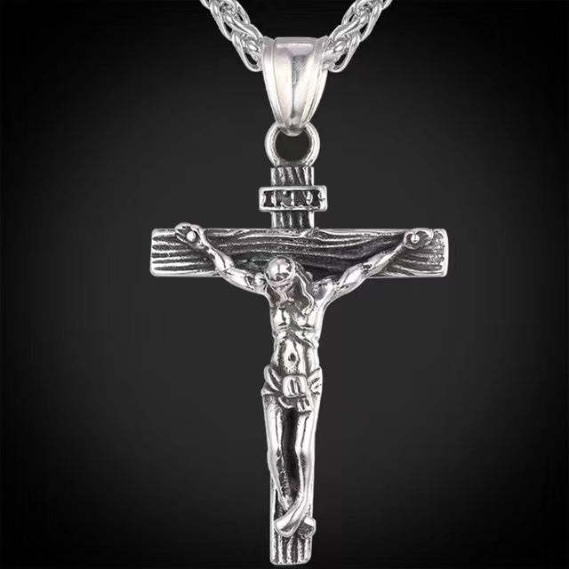 Crucifix Cross Necklace Catholic Pendant For Men-xinru