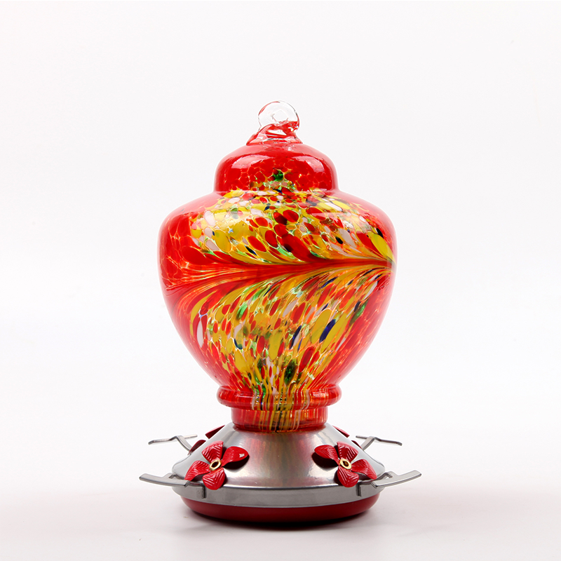 Hummingbird Feeders Hand Blown Glass Never Leak Rust Proof Bird 32oz-xinru