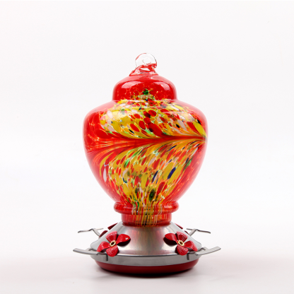 Hummingbird Feeders Hand Blown Glass Never Leak Rust Proof Bird 32oz-xinru