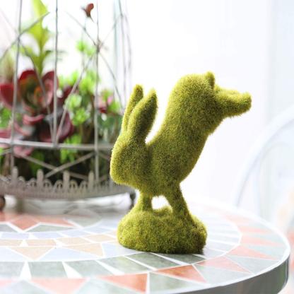 Rabbit Resin Flocked Garden Statue Decor-xinru