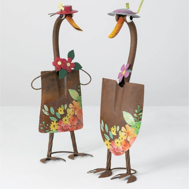 Cute Duck Garden Art Wrought Iron Ornament Statue Sculpture-xinru