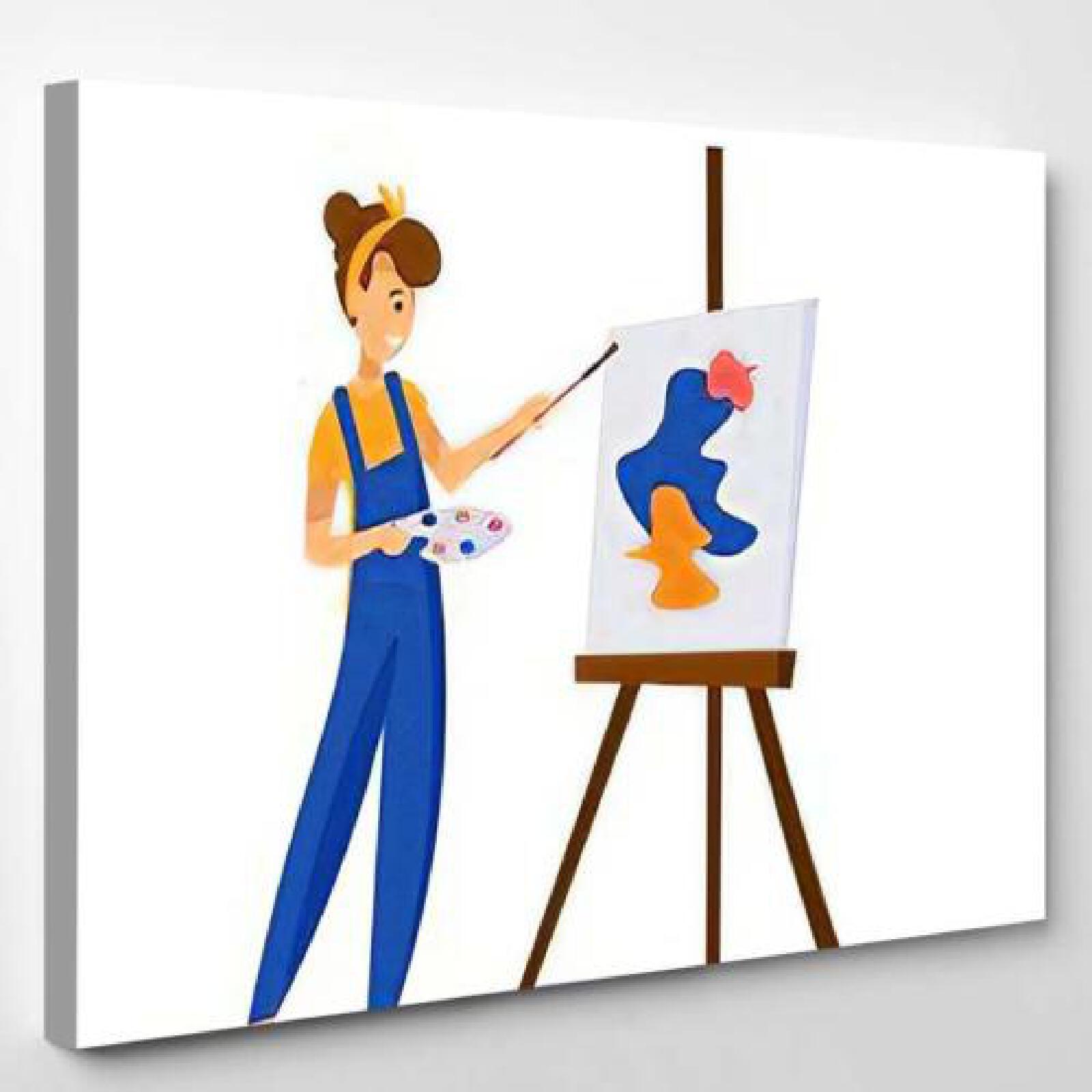 Woman Artist Painting Colorful Abstract Shapes-xinru shop