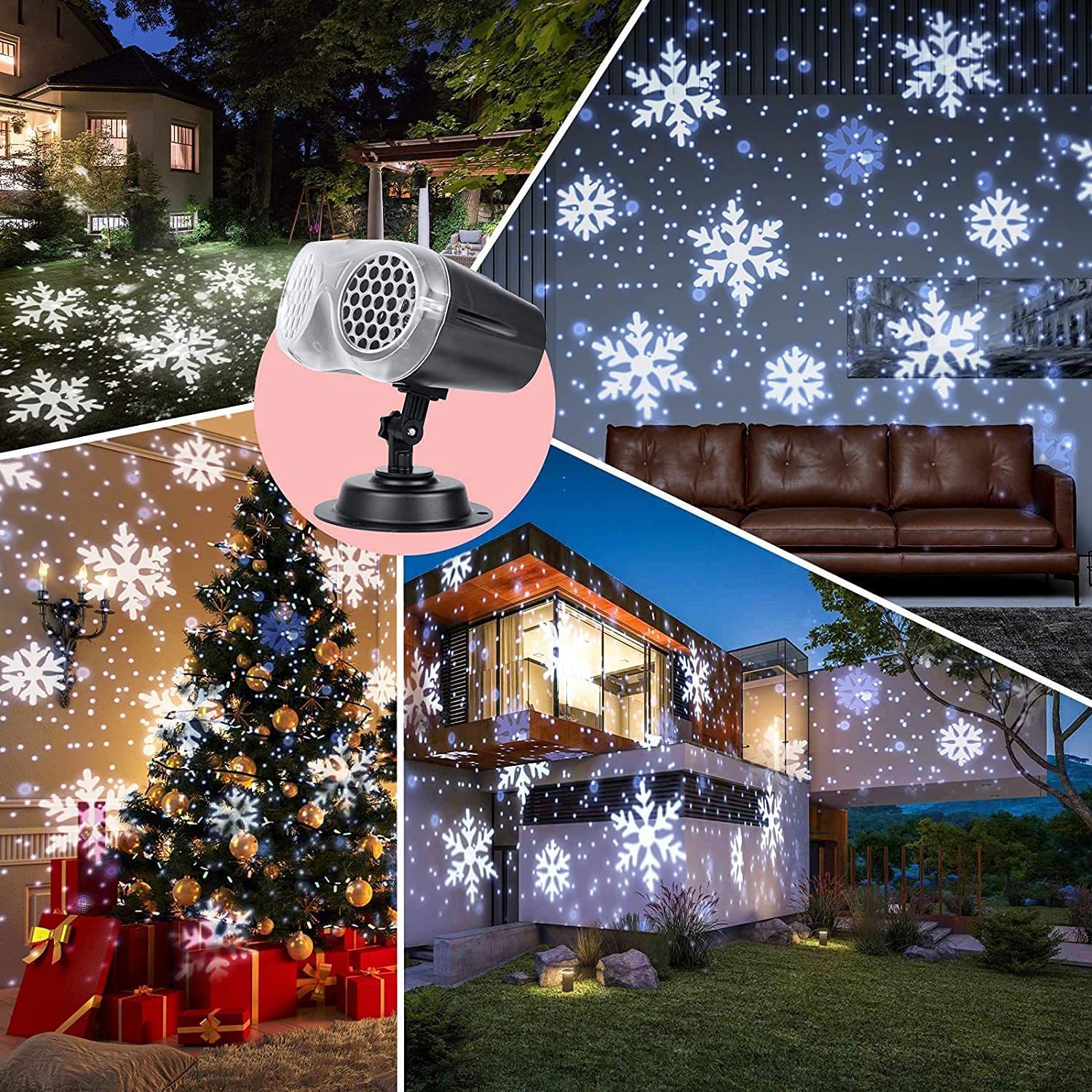 Christmas Snowflake Waterproof LED Dual Lens Snow Projection Light-xinru