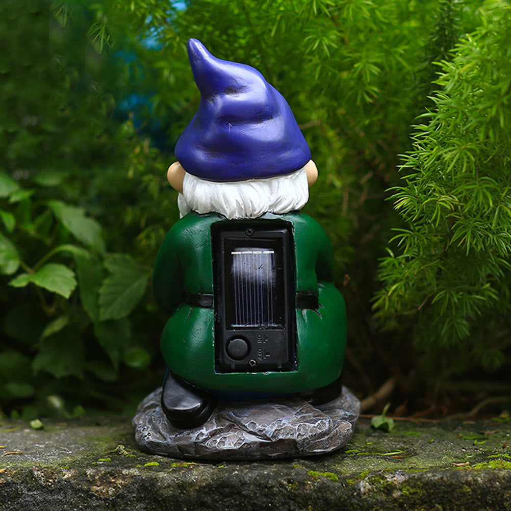 Garden Well Gnome Solar Lamp Resin Ornament Dwarf Decorative Crafts-xinru