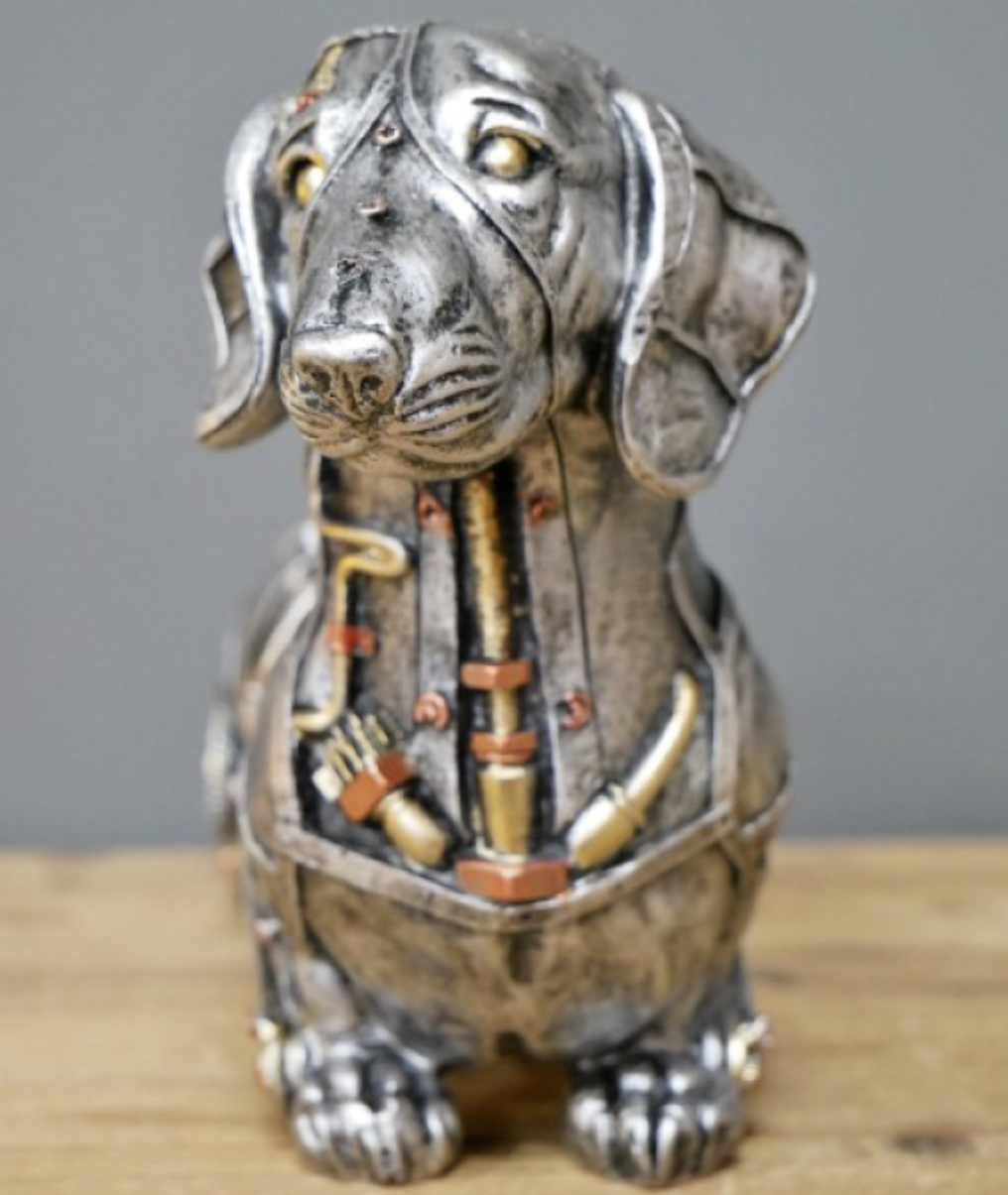 Resin Steampunk Animals Sculpture Industrial Sausage Dog Statue-xinru
