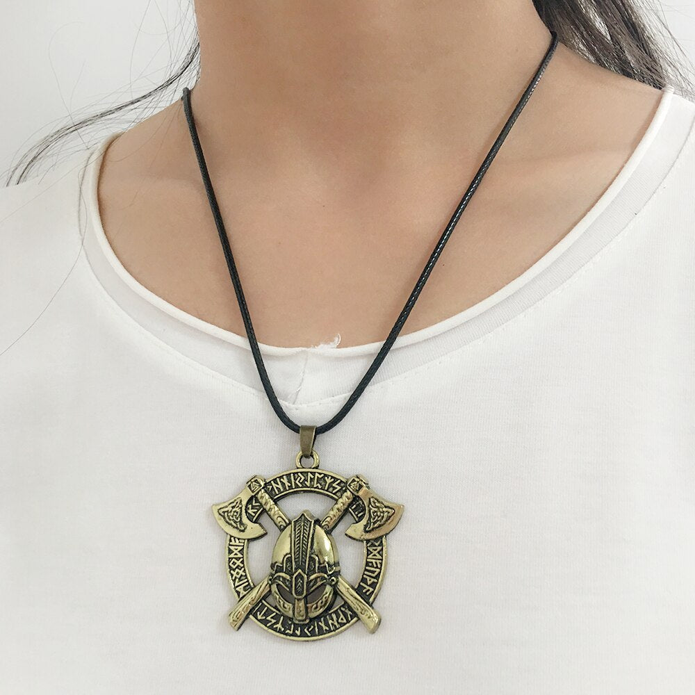 Viking Men Odin Raven Slavic Amulet Sword Axe Helmet Pendant Necklaces-xinru