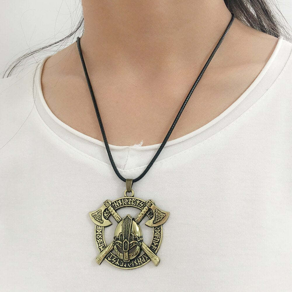 Viking Men Odin Raven Slavic Amulet Sword Axe Helmet Pendant Necklaces-xinru