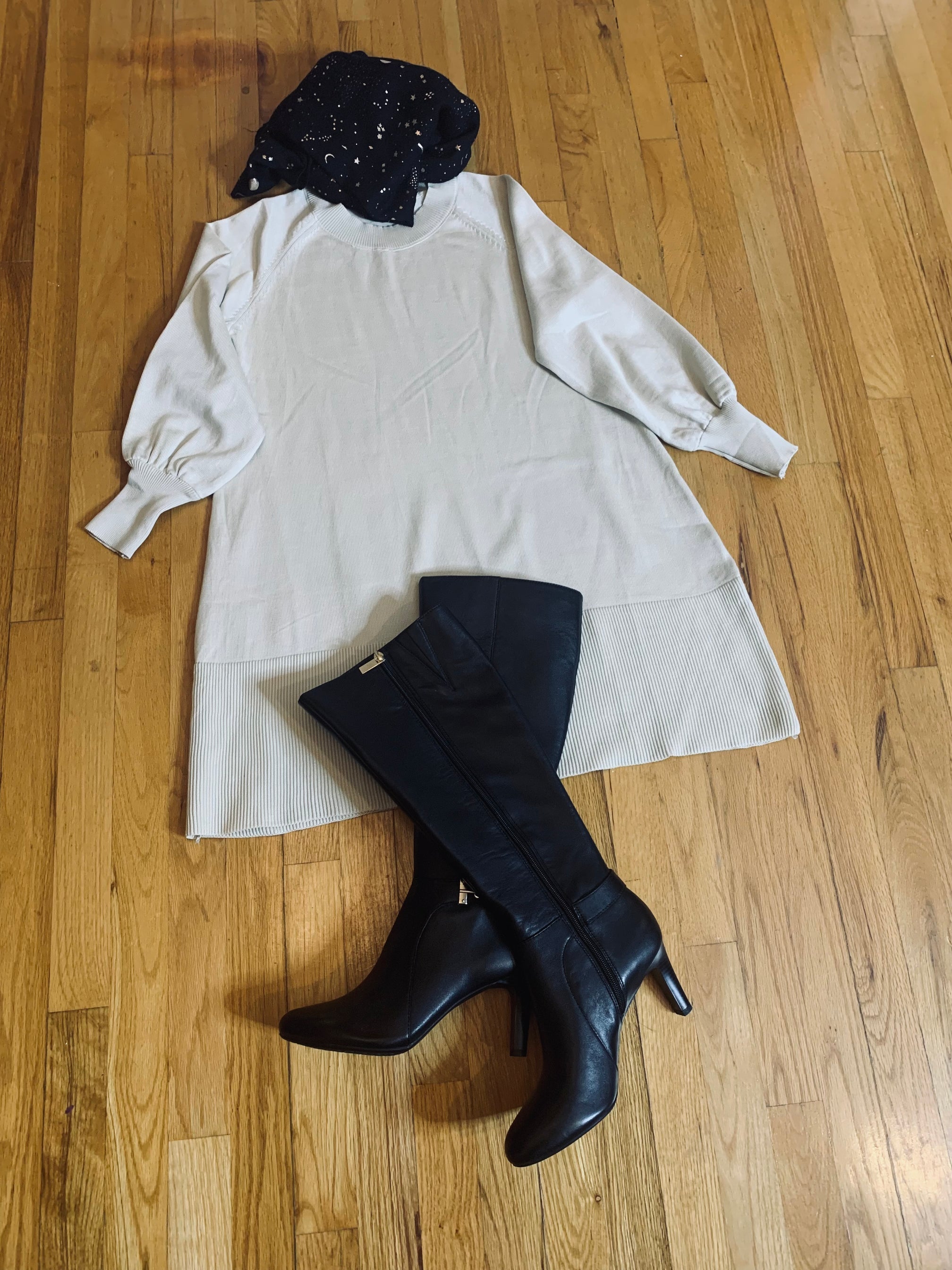 Casual Spring Sleeve Knit Cardigan Plain Dress-xinru