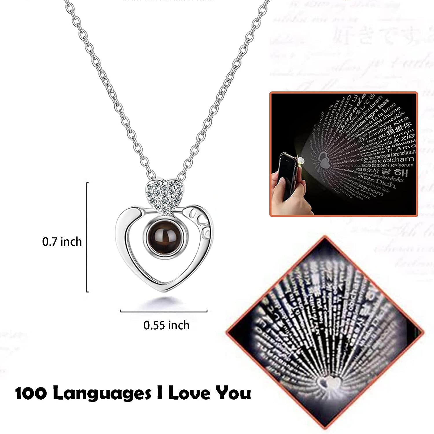 Mother's Day Gift Rose I Love You Necklace In 100 Languages-xinru