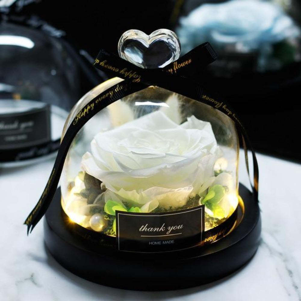 Mother's Day Gift Immortal Enchanted Rose Glass Heart Dome-xinru