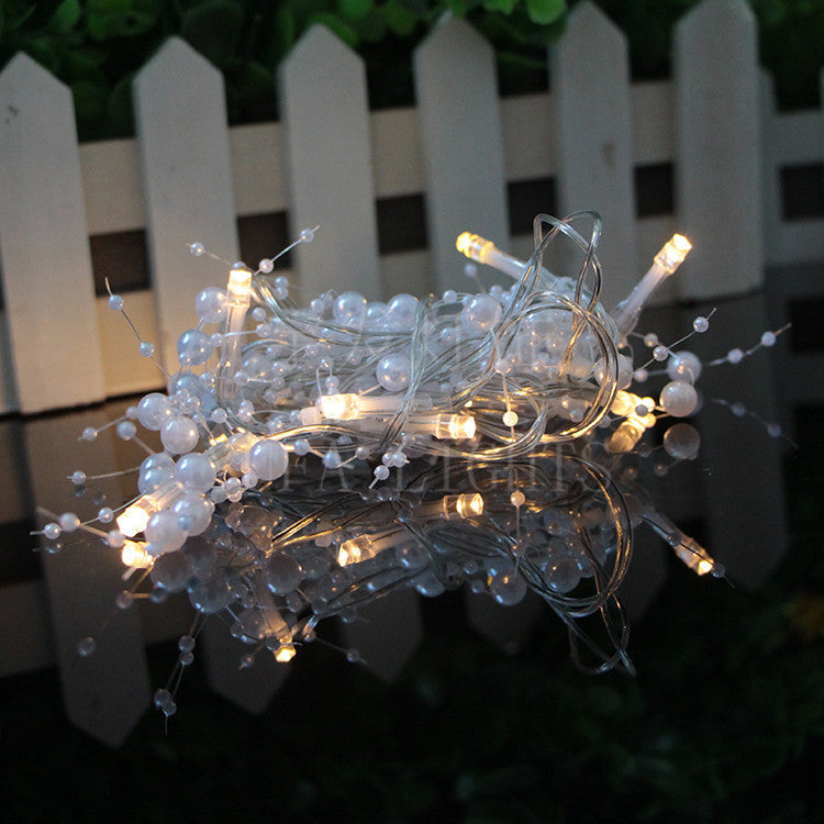 Christmas Fairy String Lights With Pearls Decor Battery Xmas Indoor-xinru