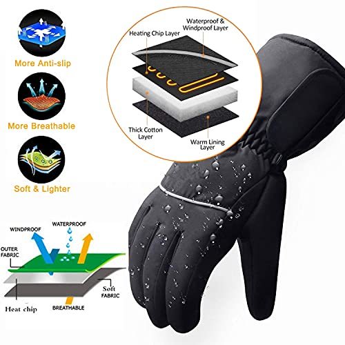 Unisex Electric Battery Powered Waterproof Warm Touchscreen Heated Gloves for Sports-xinru shop