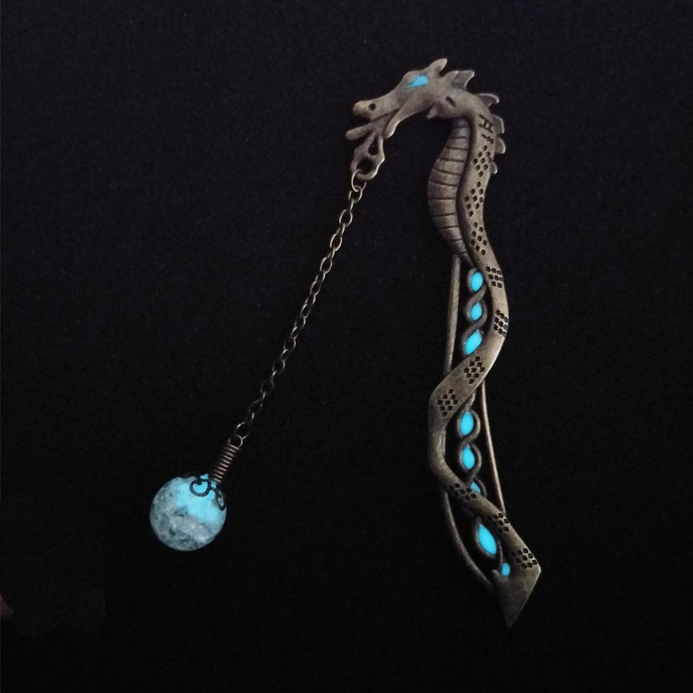Retro Luminous Night Dragon Bookmark Label Reading Maker Book Stationery-xinru