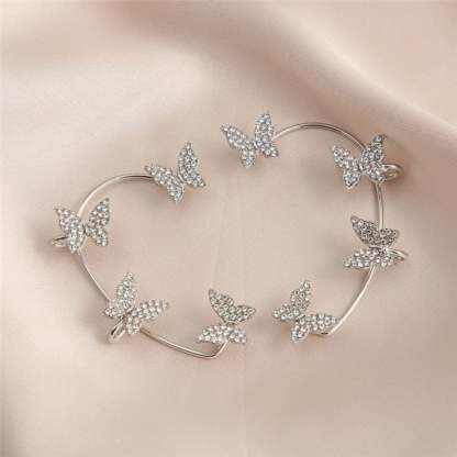 Girls Fashion Gold and Silver Butterfly Earrings-xinru