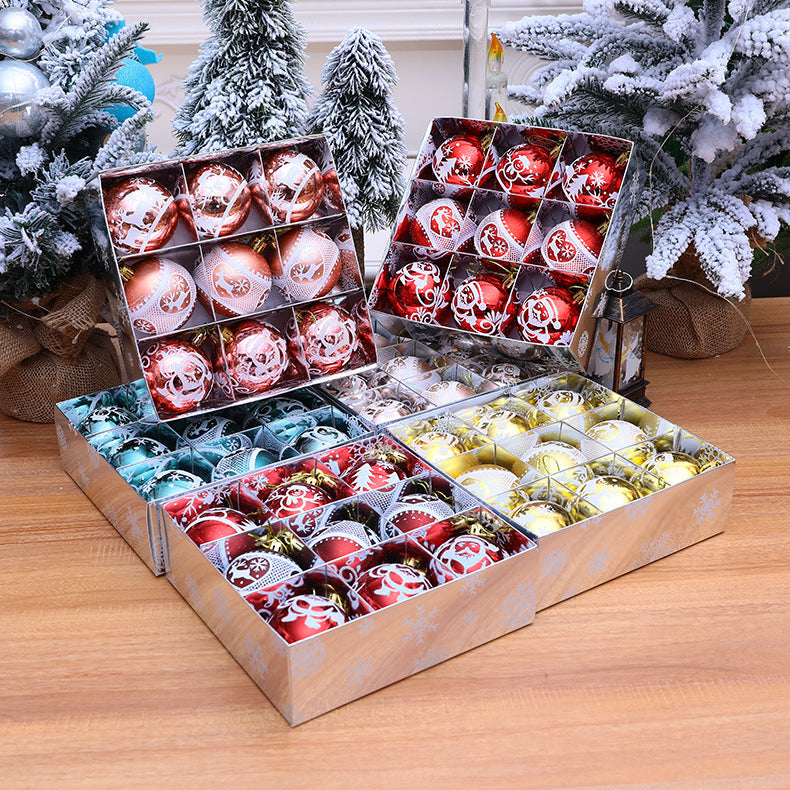 Classic Christmas Element Christmas Ball Ornaments, Set of 9-xinru shop