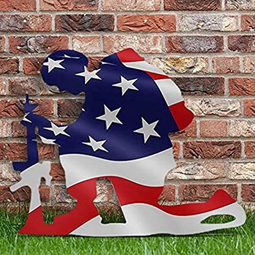 Kneeling Soldier Weathered Flag Art Independence Day Decoration-xinru
