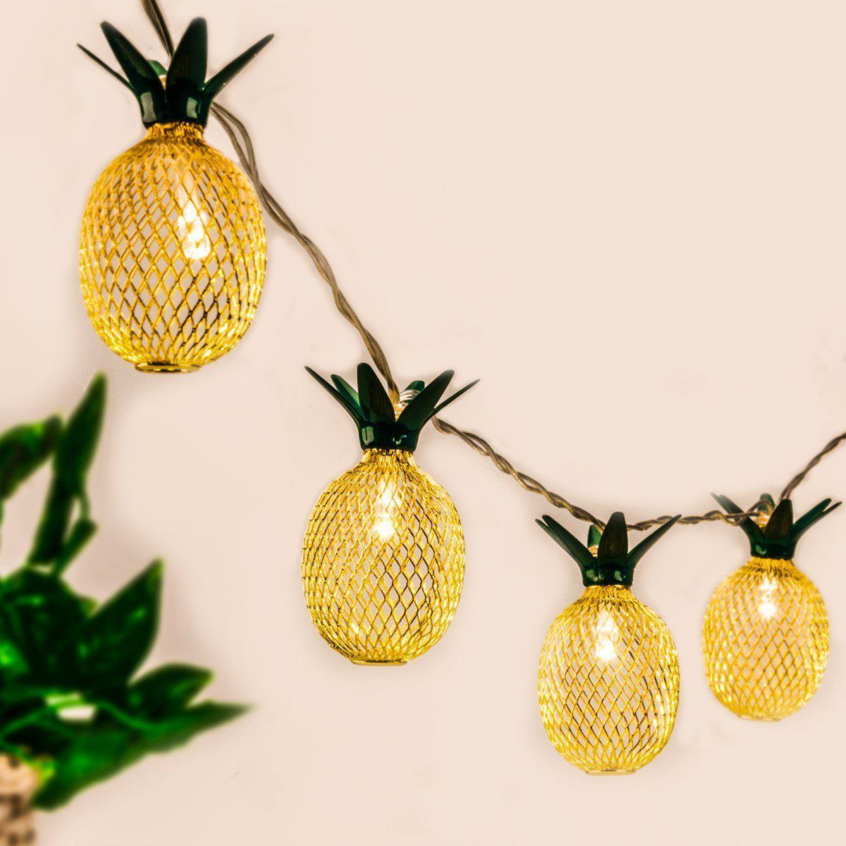 Iron Wire Pineapple Fairy Light String Nordic Gold LED Solar Festive Lighting-xinru