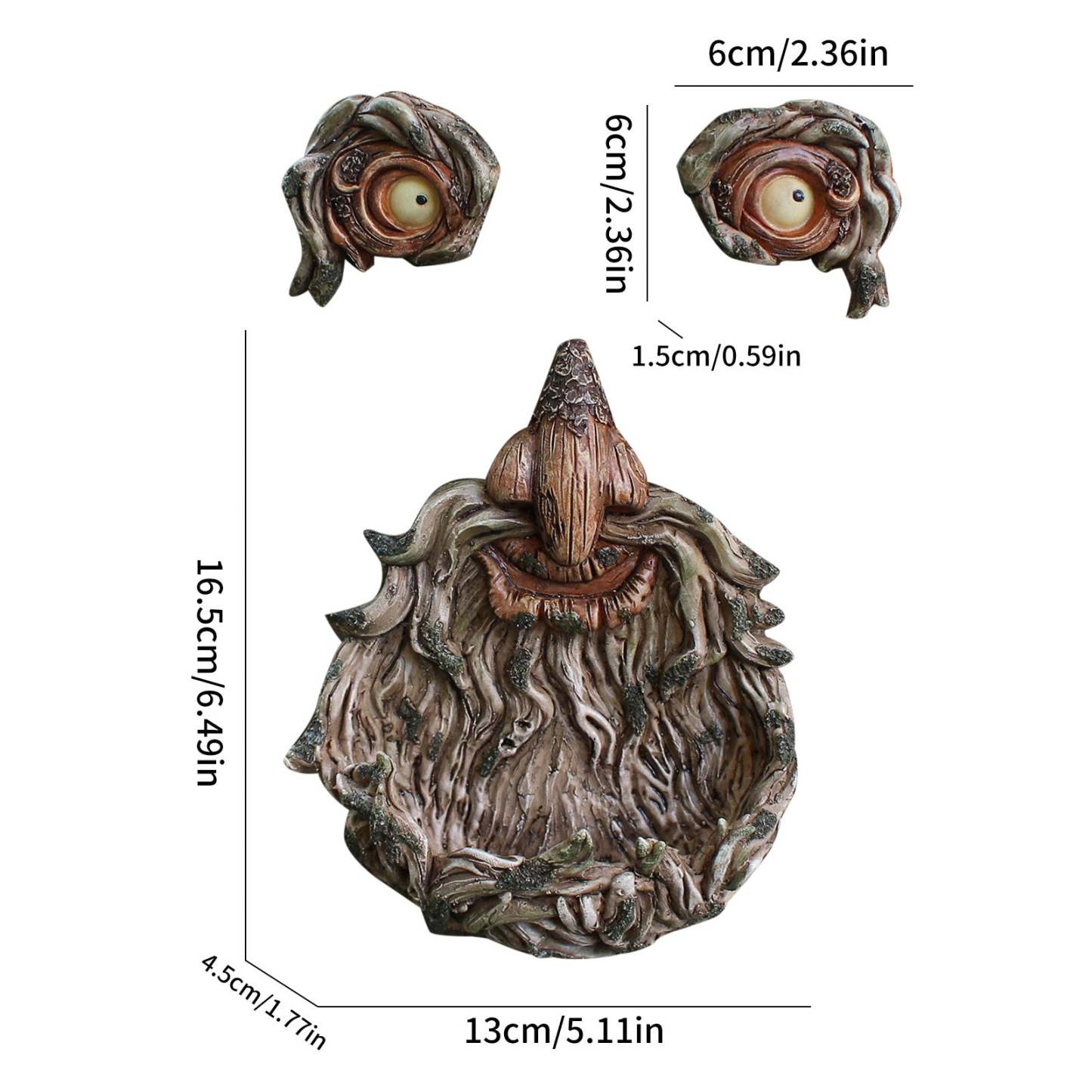 Tree Face Decoration Tree Bark Grimace Facial Features Decoration Garden Ornament-xinru