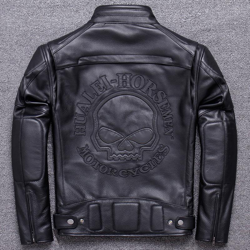 Motorcycle Skull Leather Jacket-xinru shop