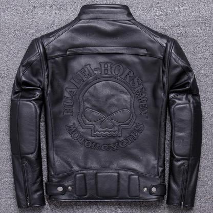 Motorcycle Skull Leather Jacket-xinru shop
