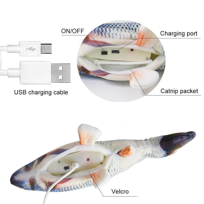 Cat USB Charger Toy Fish Interactive Electric floppy Fish Cat toy-xinru