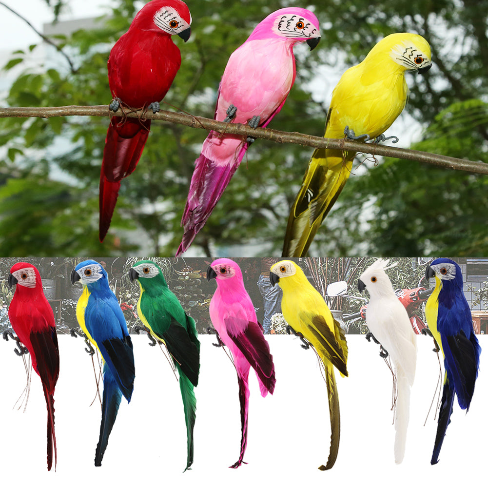 Handmade Foam Parrot Feather Figurine Ornament Fake Bird Garden Prop Decoration-xinru