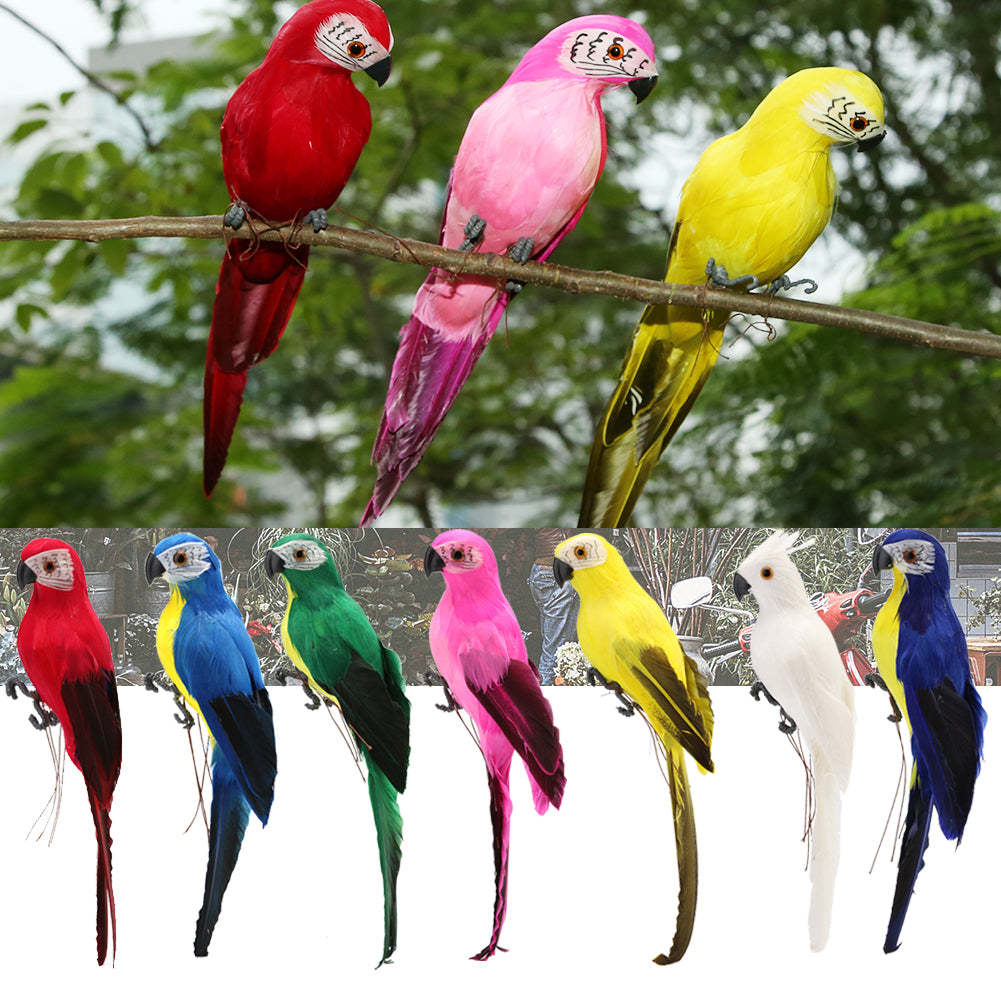Handmade Foam Parrot Feather Figurine Ornament Fake Bird Garden Prop Decoration-xinru