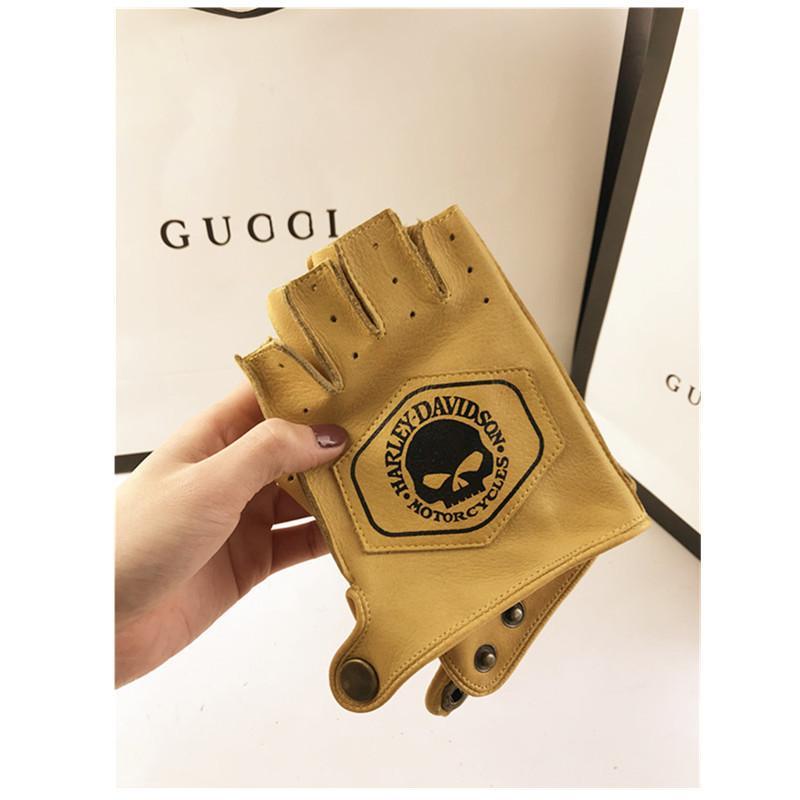 Motorcycle Retro Half Finger Gloves-xinru shop