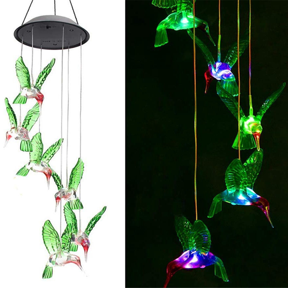 Solar Waterproof Color Changing Wind Chime Hummingbird Light-xinru