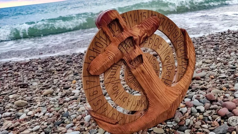 Unique Perpetual Wooden Anchor Calendar-xinru