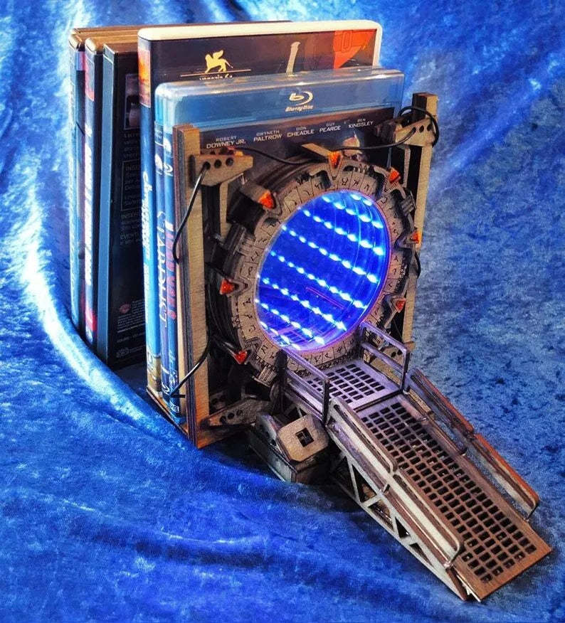 Galaxy Gate Bookend Creative Stargate Bookends for Led Time Tunnel Magical Woode-xinru
