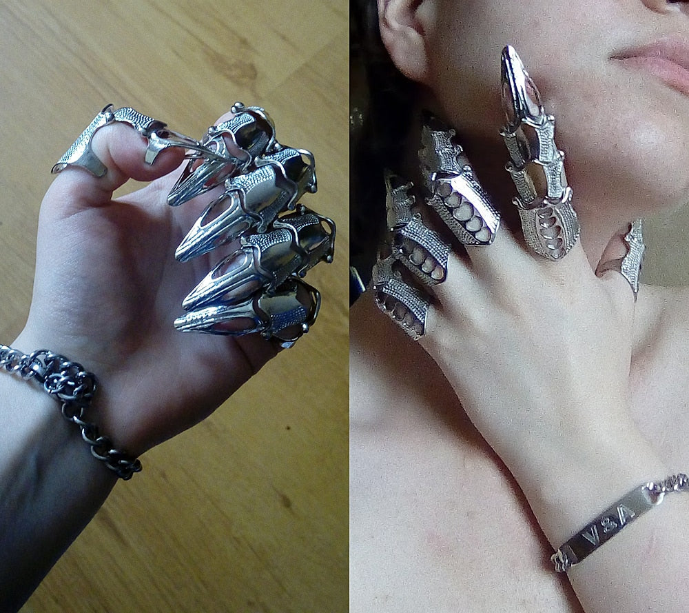 Gauntlet Finger Resizable Rings-xinru