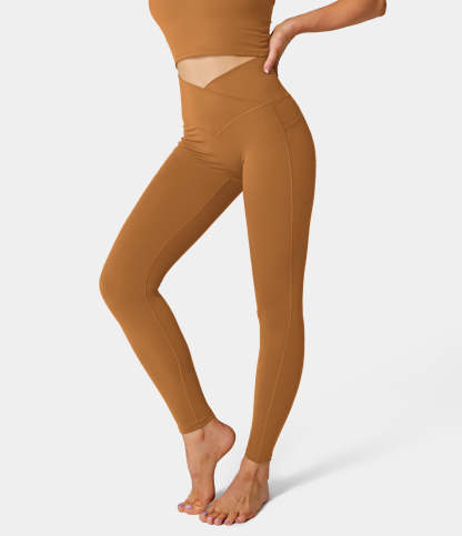 Cloudful® Crossover Pocket Plain 7/8 Leggings-xinru shop