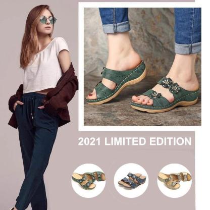 Premium Handicraft Open Toe Charming Fancy Flower Women Sandals-xinru