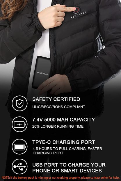 Women's Down Heated Jacket with Battery Pack 7.4V-xinru shop