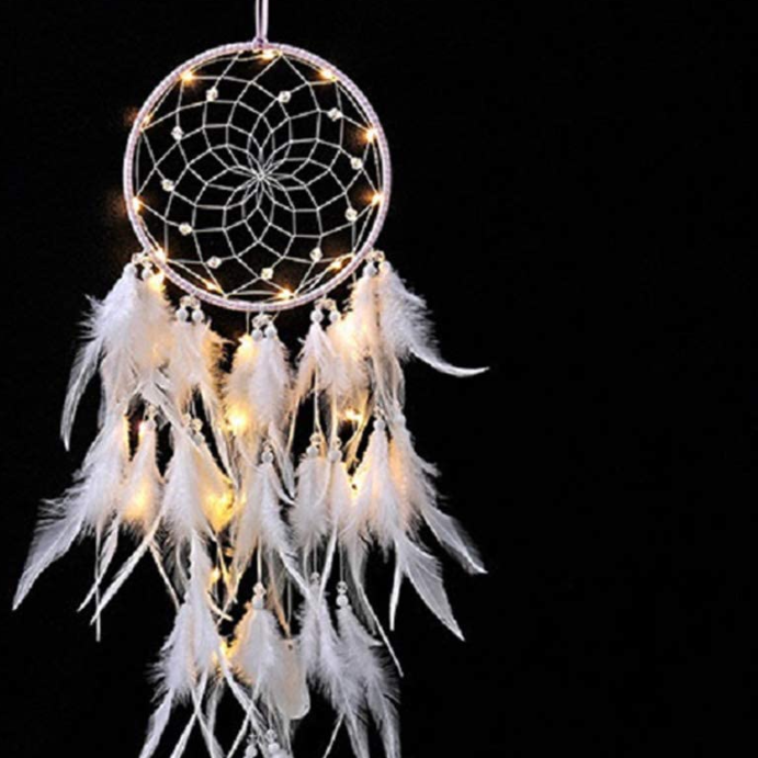 LED Dream Catcher Light String White Feather Night Light Home Party Decoration-xinru