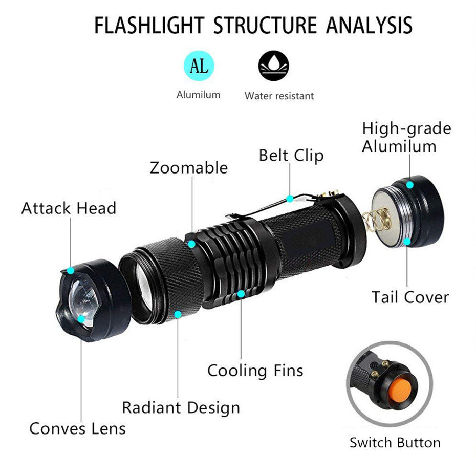 LED UV Flashlight Ultraviolet Torch With Zoom Function-xinru