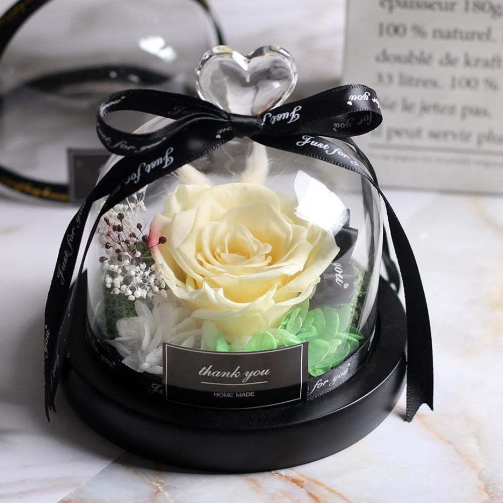 Mother's Day Gift Immortal Enchanted Rose Glass Heart Dome-xinru
