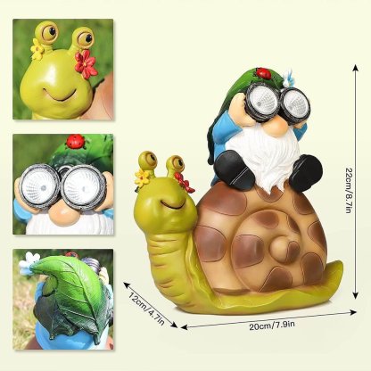 Beauare Resin Garden Gnome Snail Statue Decor with Solar LED Lights-xinru