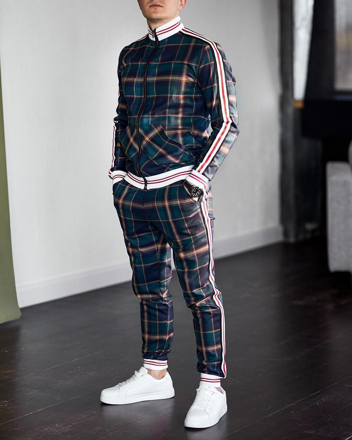 Stylish Guardsmen Matching Plaid Set Track Suits-xinru