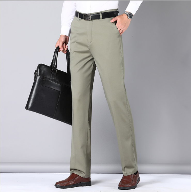 Men's Ice Silk  Summer Thin French Gentleman Non-Ironing Anti-Wrinkle Suit Pants-xinru