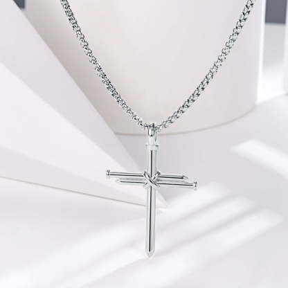 Nail Cross Necklace Stainless Steel Cross Pendant with 24'' Chain For Men-xinru