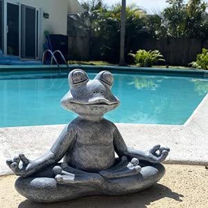 Original Meditating Zen Yoga Frog Figurine Garden Statue-xinru