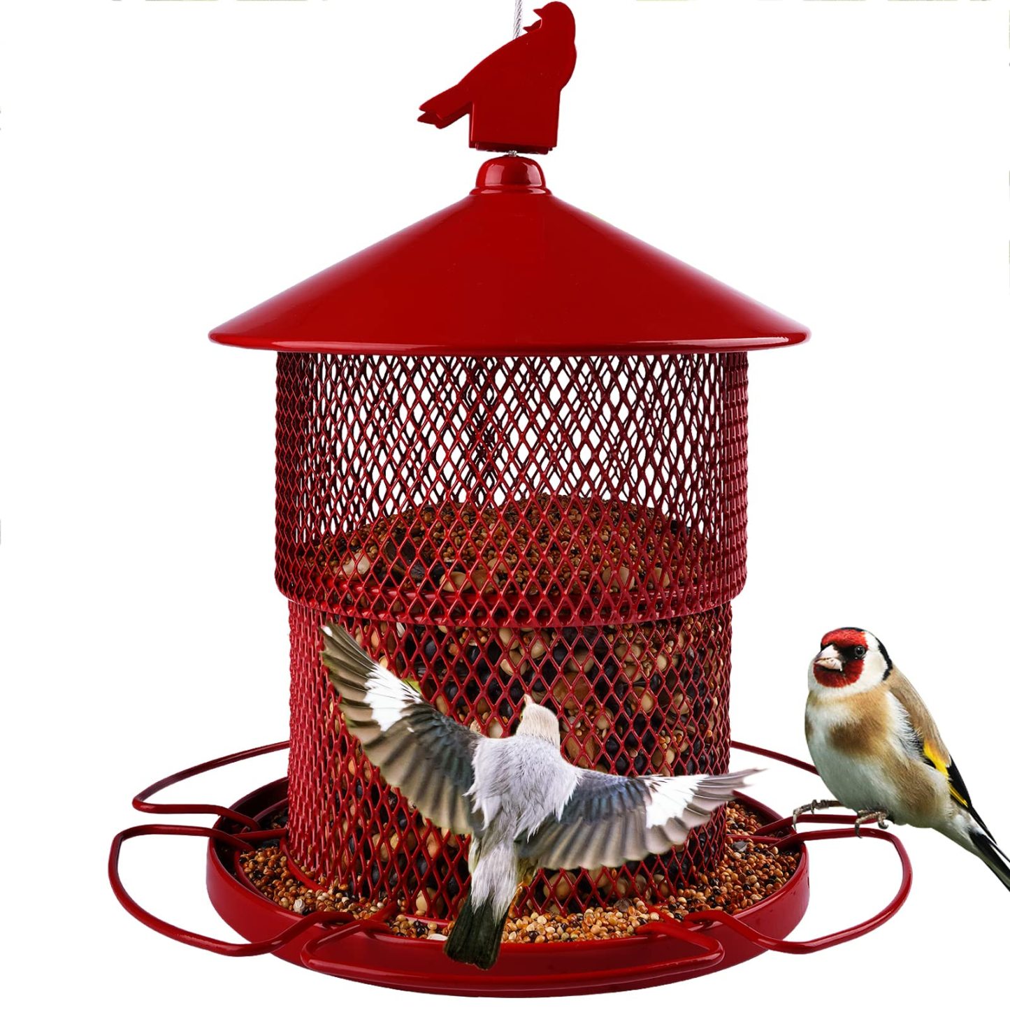Retractable Metal Large Wild Bird Feeder For Outdoor Hanging-xinru