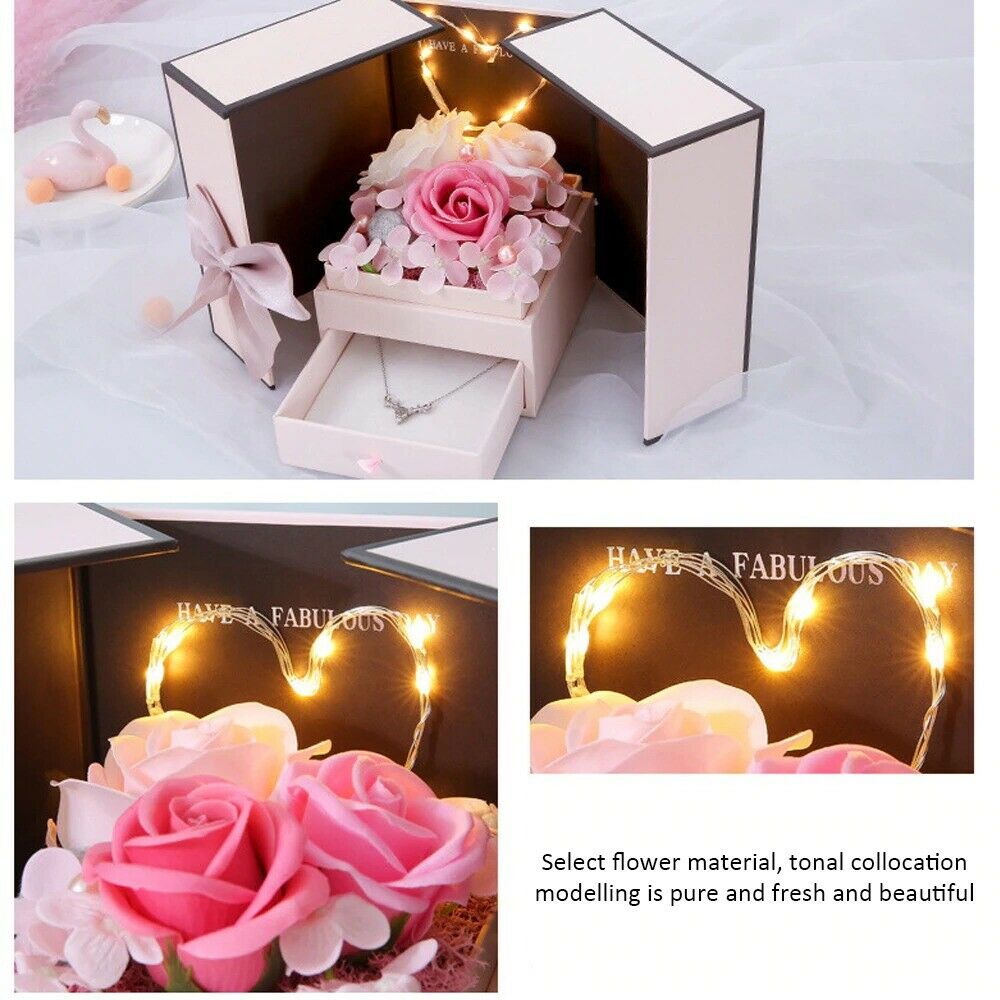 Mother's Day Gift Soap Flower with Necklace I Love You in Gift Set Gift-xinru