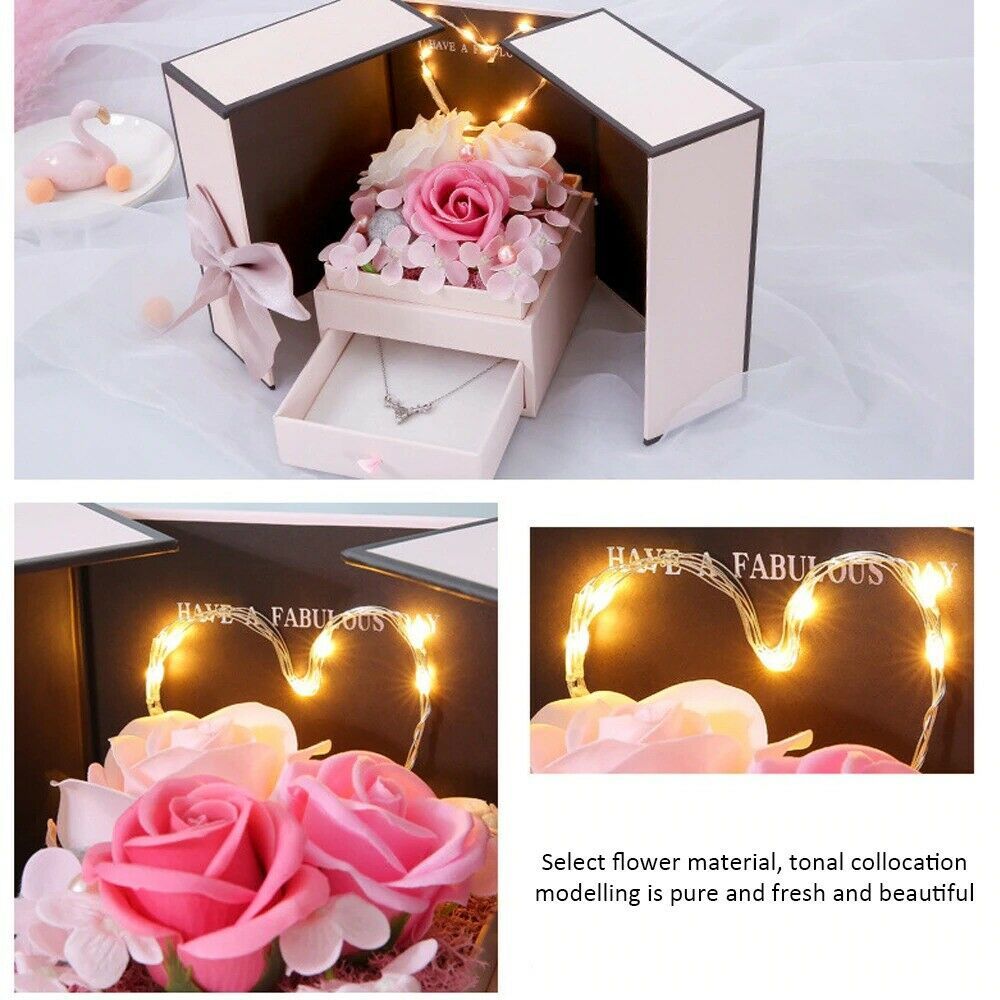 Mother's Day Gift Soap Flower with Necklace I Love You in Gift Set Gift-xinru