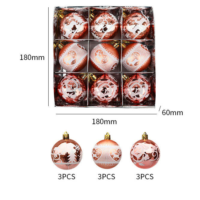 Classic Christmas Element Christmas Ball Ornaments, Set of 9-xinru shop