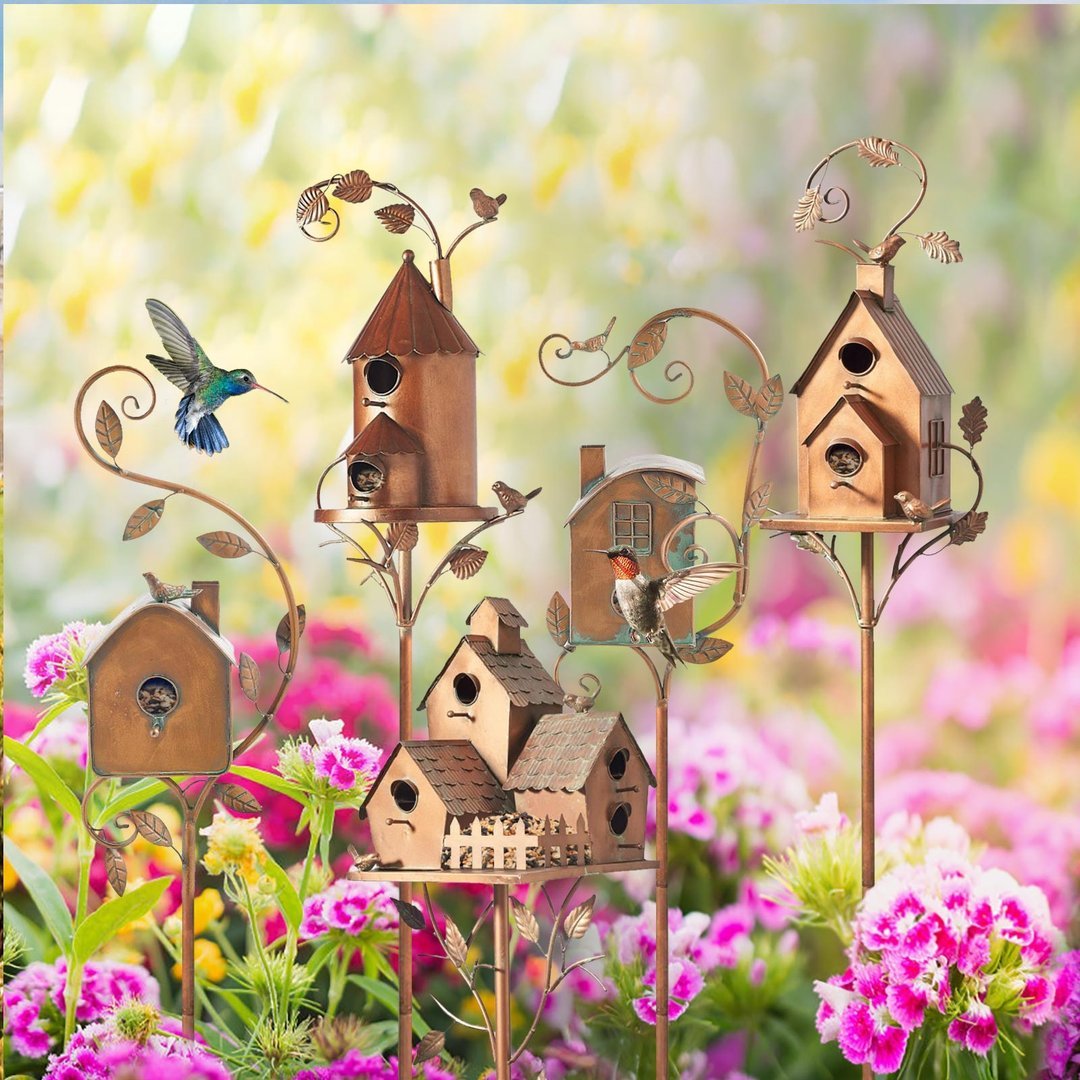 Metal Birdhouse Garden Stakes-xinru