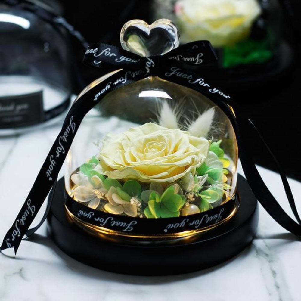 Mother's Day Gift Immortal Enchanted Rose Glass Heart Dome-xinru